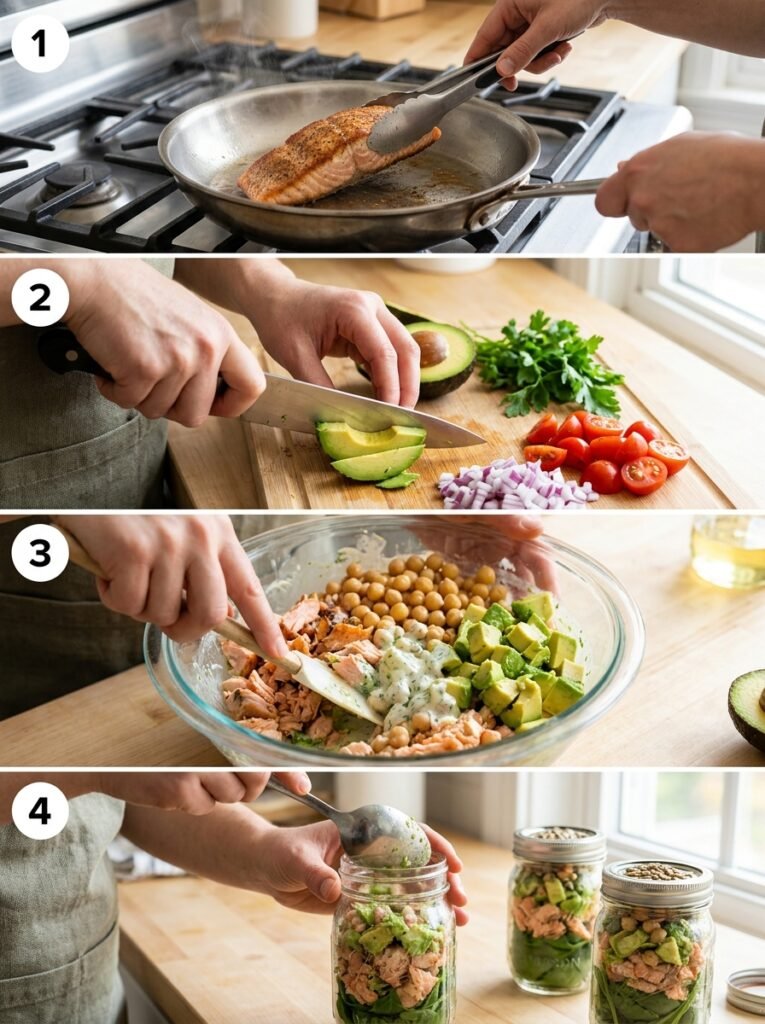 Easy High Protein Salmon Avocado Salad Jars 14 Salmon avocado salad jars cooking 202605081741