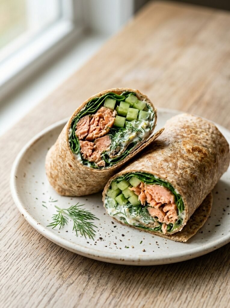 High Protein Salmon Cucumber Dill Lunch Wraps 12 Salmon cucumber dill lunch wraps 202605141512