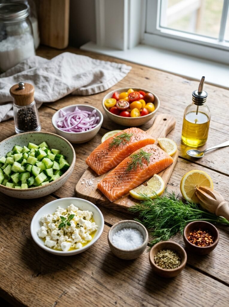 Easy High Protein Salmon Cucumber Feta Salad 13 Salmon cucumber feta salad ingre… 202605242239