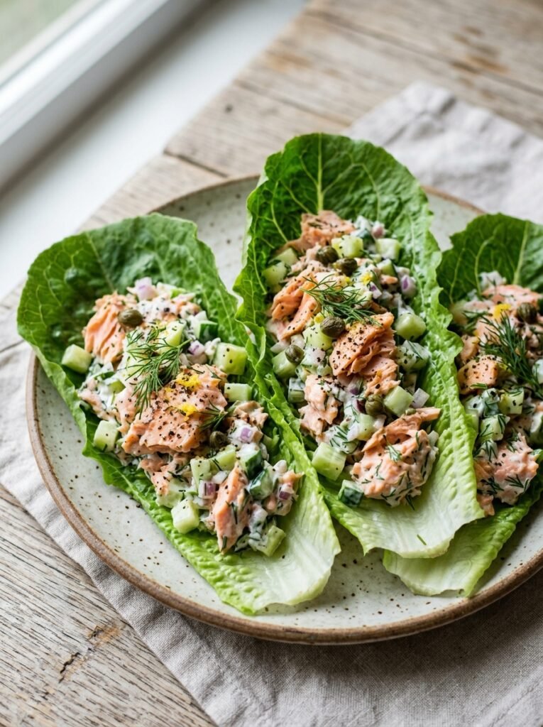 high protein salmon cucumber lettuce lunch cups 6 Salmon cucumber lettuce lunch cups 202605051351