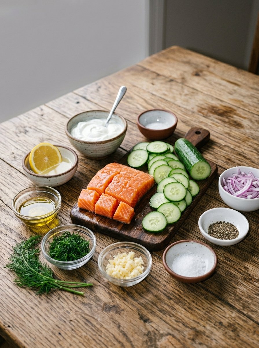 Salmon cucumber salad ingredient… 202605041343