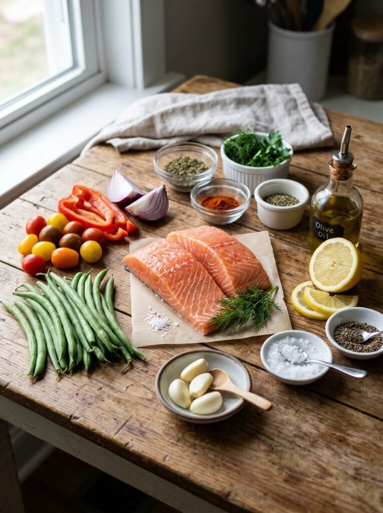 Salmon green bean plate ingredients 202605092228