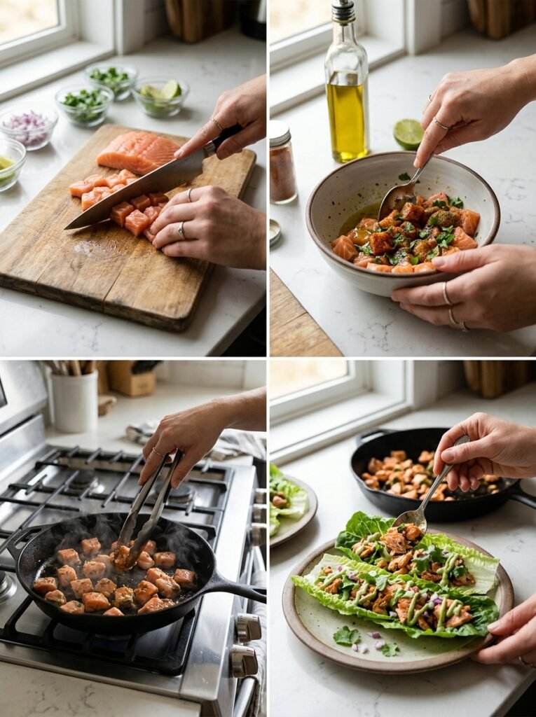 high protein low calorie salmon lettuce taco cups 14 Salmon lettuce taco cups cooking 202605202327