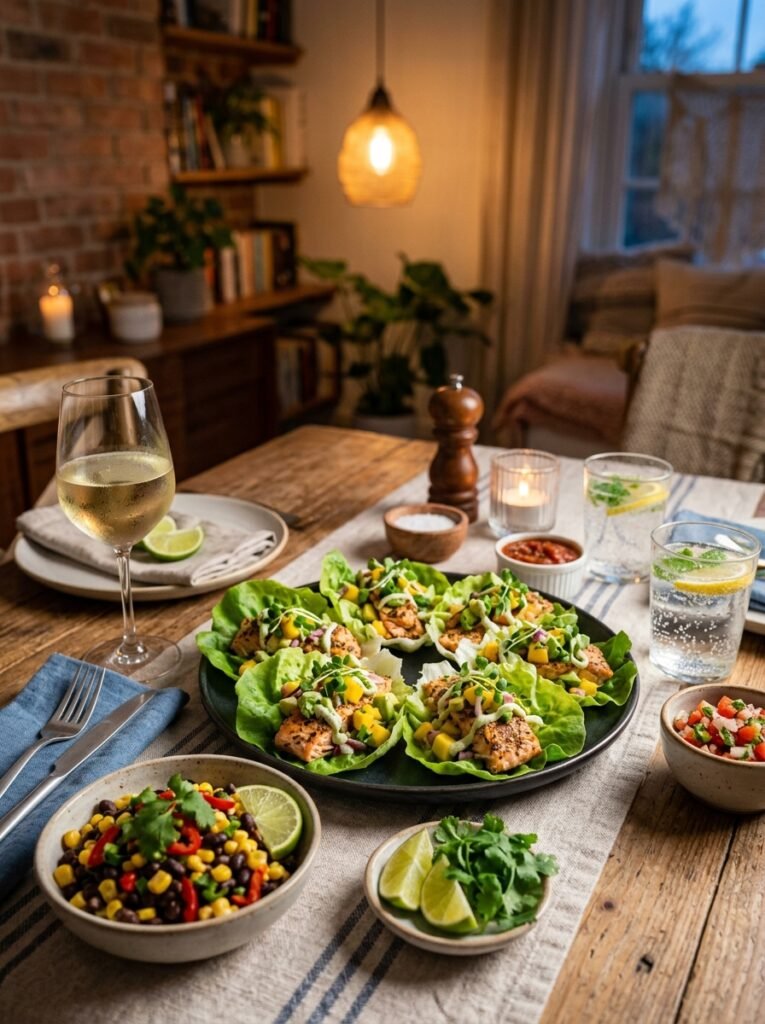 high protein low calorie salmon lettuce taco cups 15 Salmon lettuce taco cups setup 202605202327