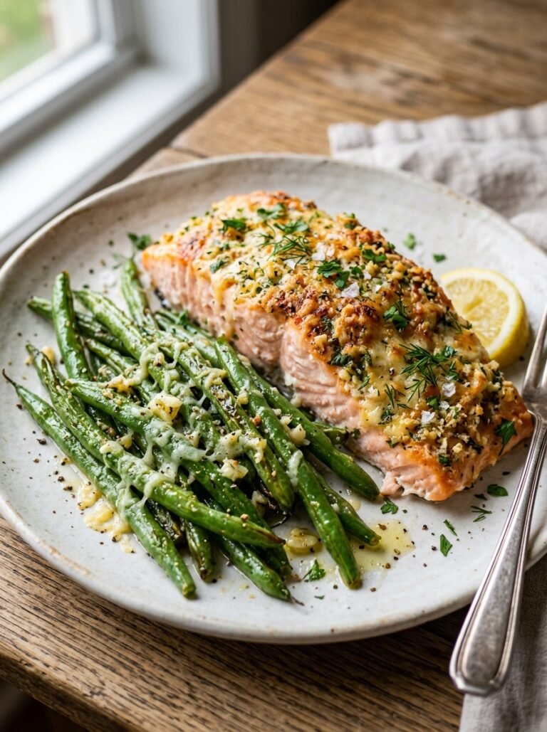 high protein salmon parmesan green bean plate 17 Salmon parmesan green bean plate 202606101433