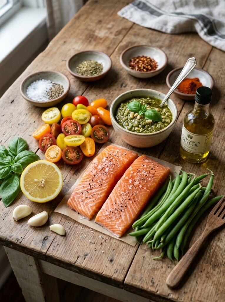 easy high protein salmon pesto green bean plate 13 Salmon pesto green bean plate 202605202309 1