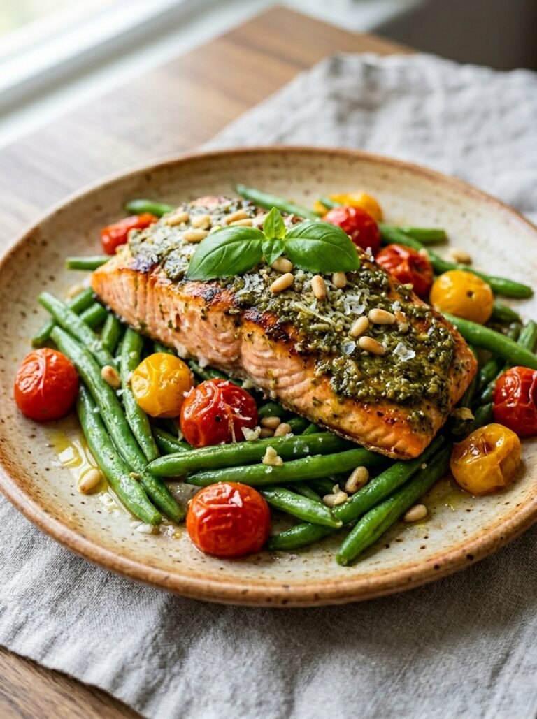 easy high protein salmon pesto green bean plate 17 Salmon pesto green bean plate 202605202311
