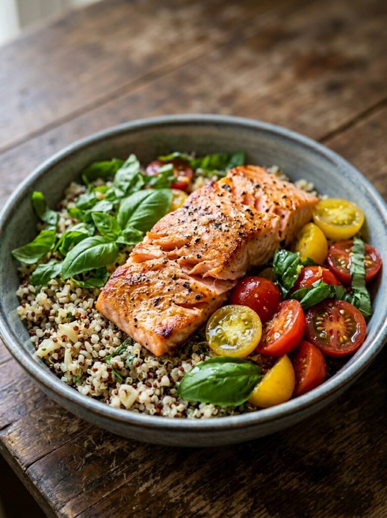 Salmon tomato basil lunch bowl 202605240027