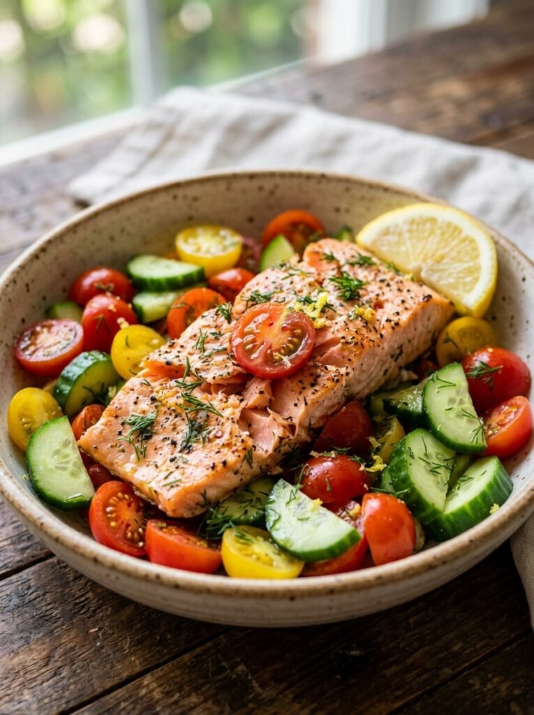 High Protein Low Calorie Salmon Tomato Cucumber Bowl: A Complete Homemade Recipe 12 Salmon tomato cucumber bowl 202606091347
