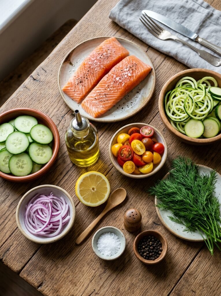 Salmon zucchini lunch salad ingr… 202605112328