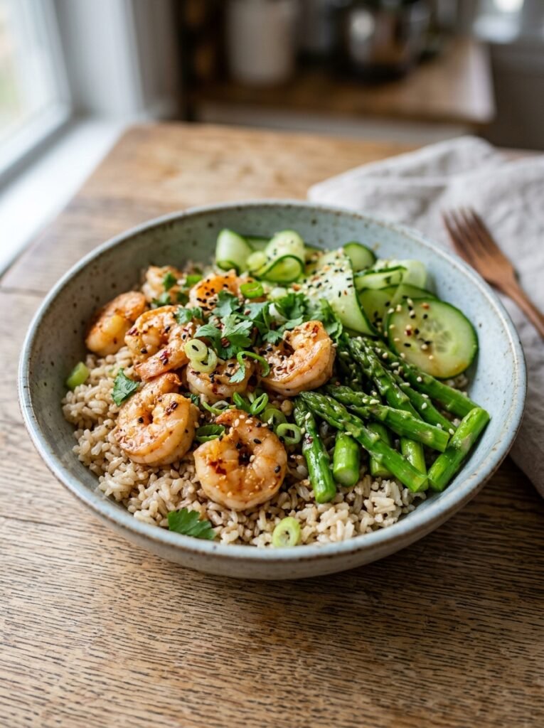 high protein low calorie shrimp asparagus cucumber bowl 12 Shrimp asparagus cucumber bowl 202605102042