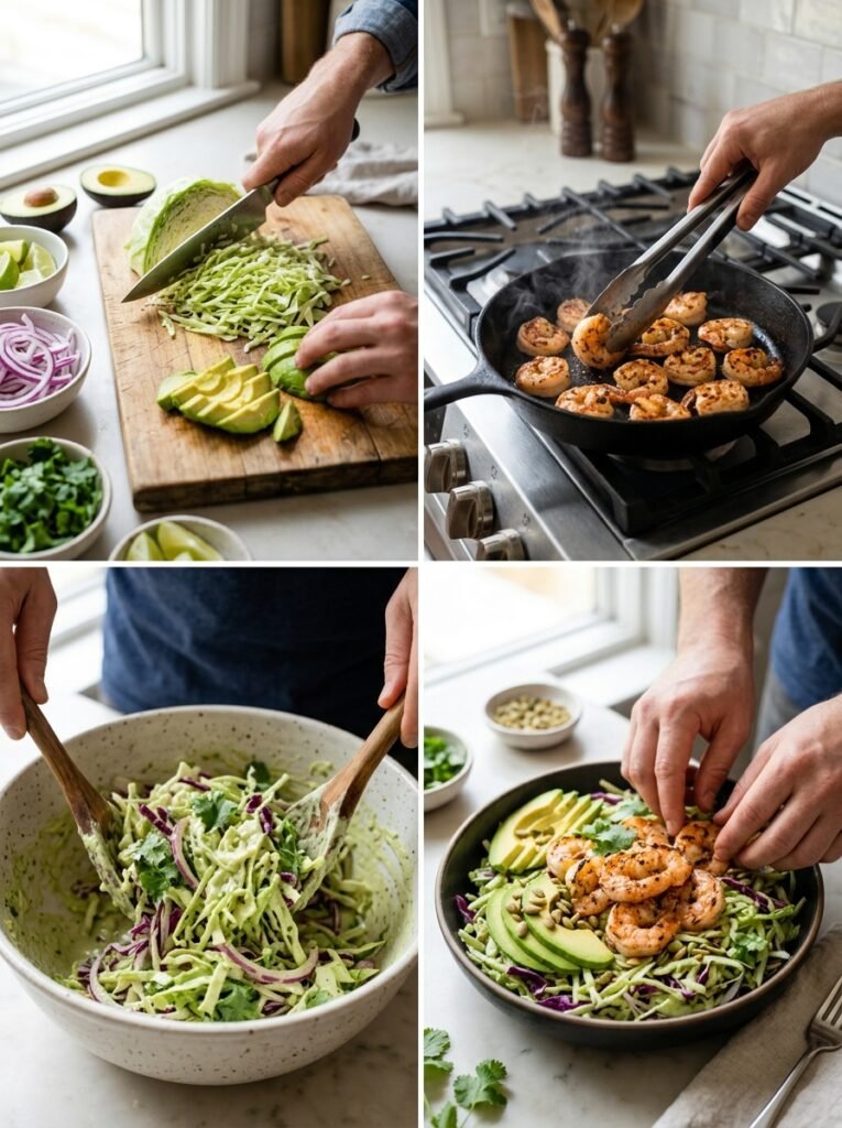 high protein shrimp avocado cabbage slaw bowl 3 Shrimp avocado cabbage slaw bowl 202605240017 2
