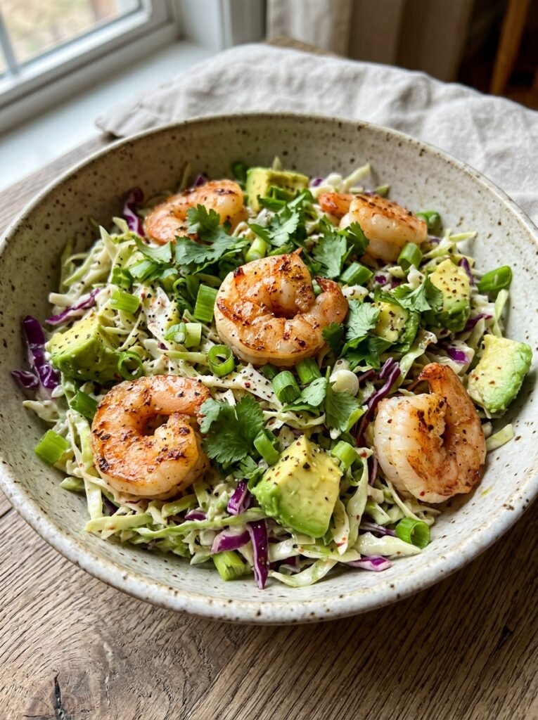 high protein shrimp avocado cabbage slaw bowl 1 Shrimp avocado cabbage slaw bowl 202605240017
