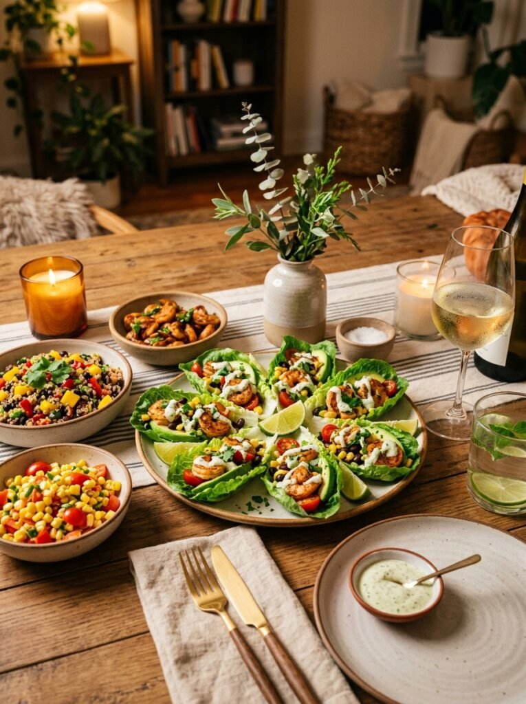 High Protein Shrimp Avocado Lettuce Bites 15 Shrimp avocado lettuce bites setup 202605131447