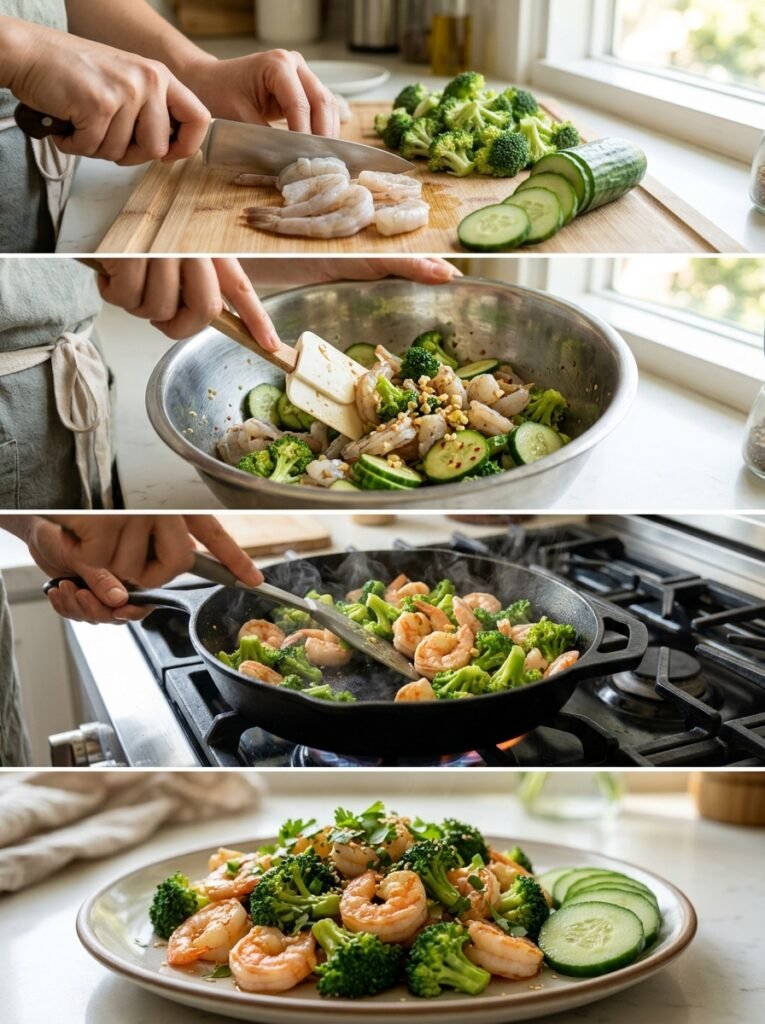 Shrimp broccoli cucumber plate c… 202606081448