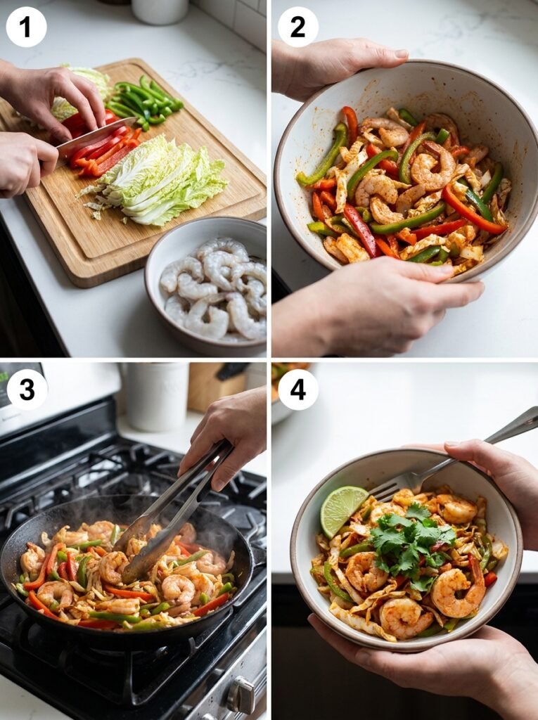 High Protein Low Calorie Shrimp Cabbage Fajita Bowl: Easy Weeknight Dinner Recipe 14 Shrimp cabbage fajita bowl cooking 202605132028
