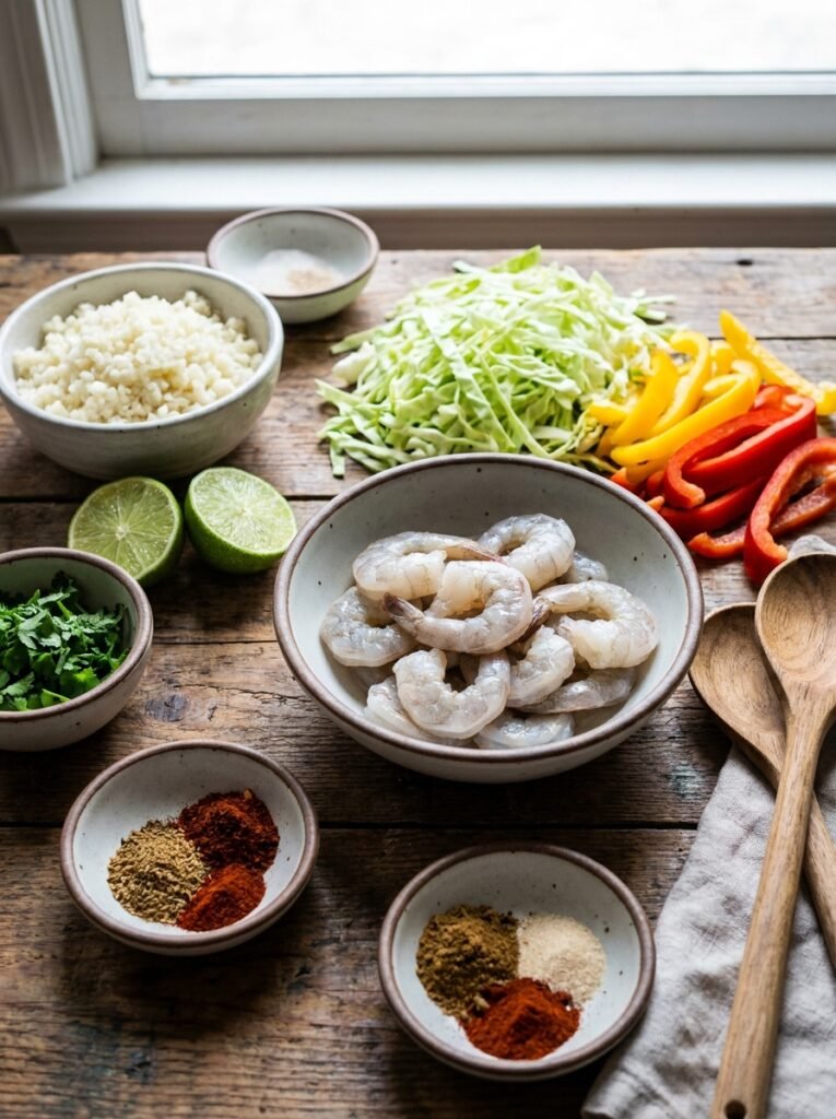 High Protein Low Calorie Shrimp Cabbage Fajita Bowl: Easy Weeknight Dinner Recipe 13 Shrimp cabbage fajita bowl ingre… 202605132028