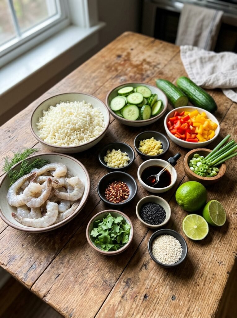 High Protein Low Calorie Shrimp Cauliflower Cucumber Bowl 13 Shrimp cauliflower cucumber bowl… 202606031540