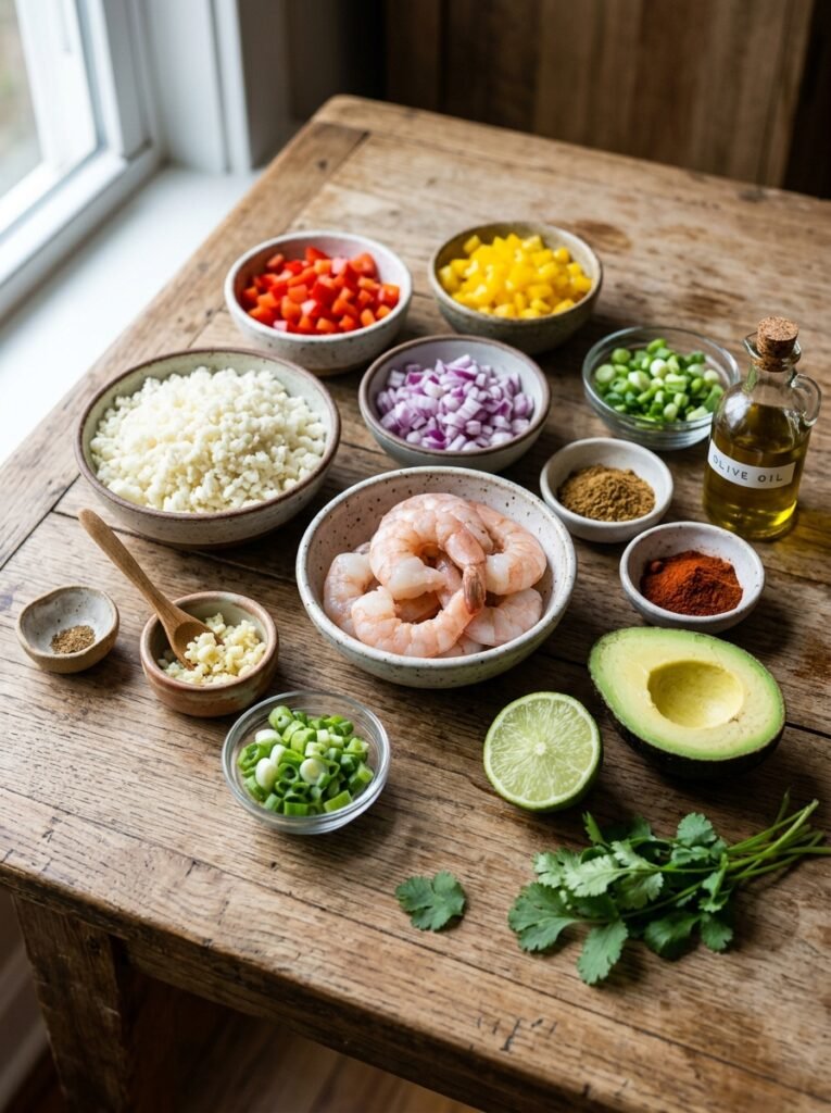 easy high protein shrimp cauliflower rice bowls 13 Shrimp cauliflower rice bowls in… 202605061513