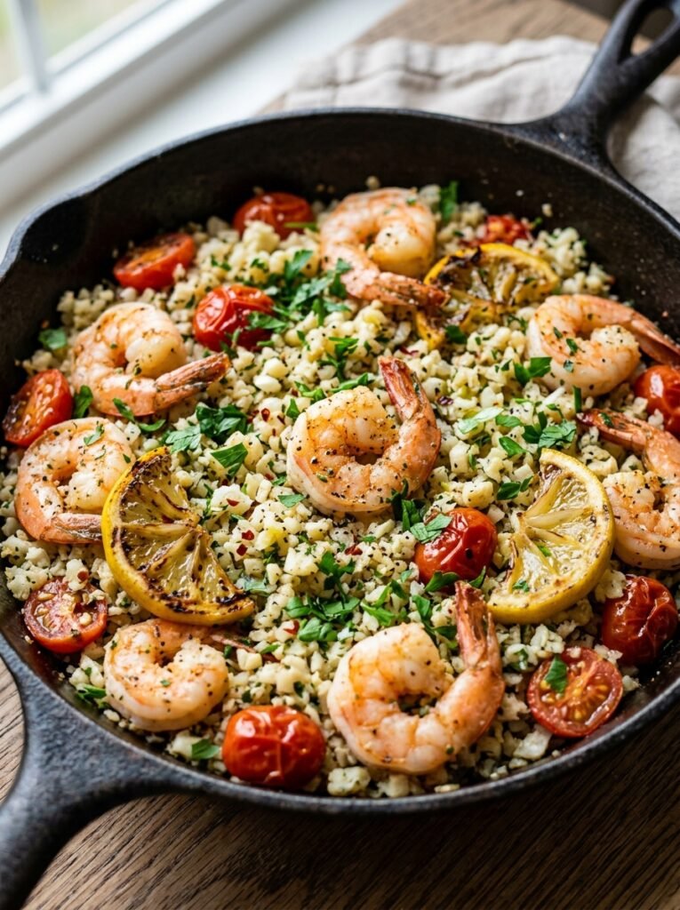 Shrimp cauliflower rice skillet 202605031238