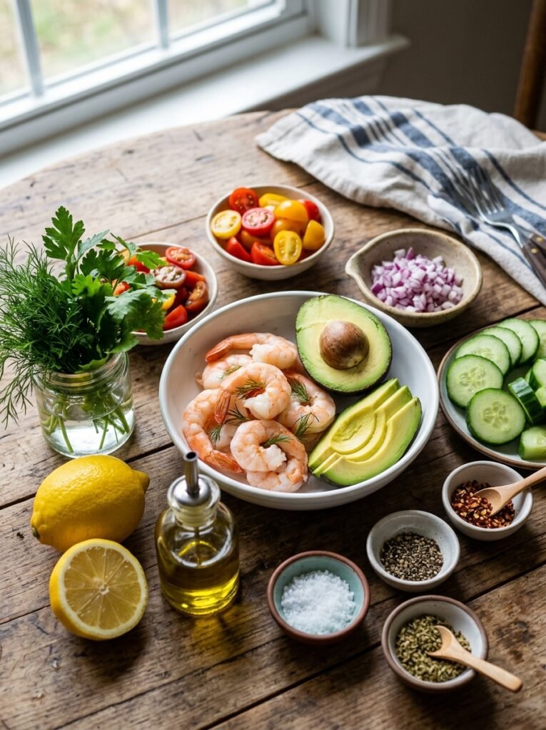 high protein shrimp cucumber avocado dinner salad 13 Shrimp cucumber avocado dinner s… 202605091354