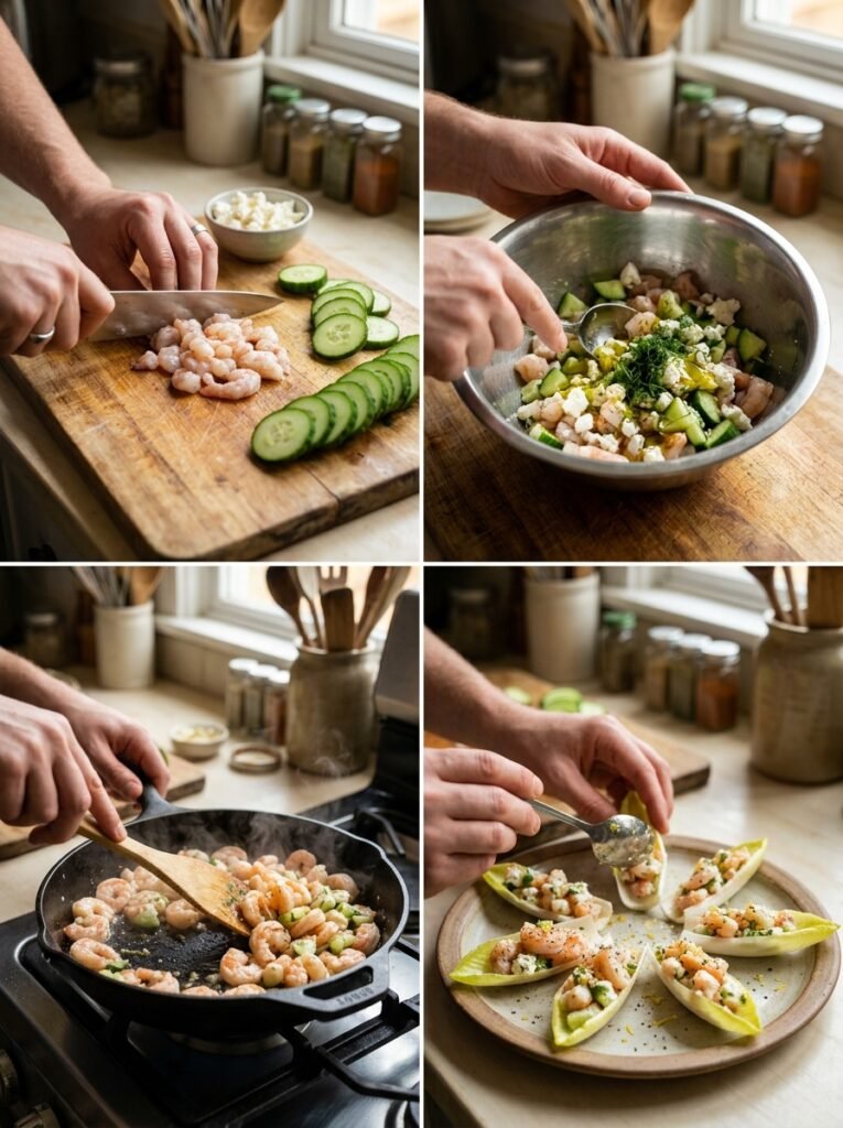 Shrimp cucumber feta bites cooking 202606021346