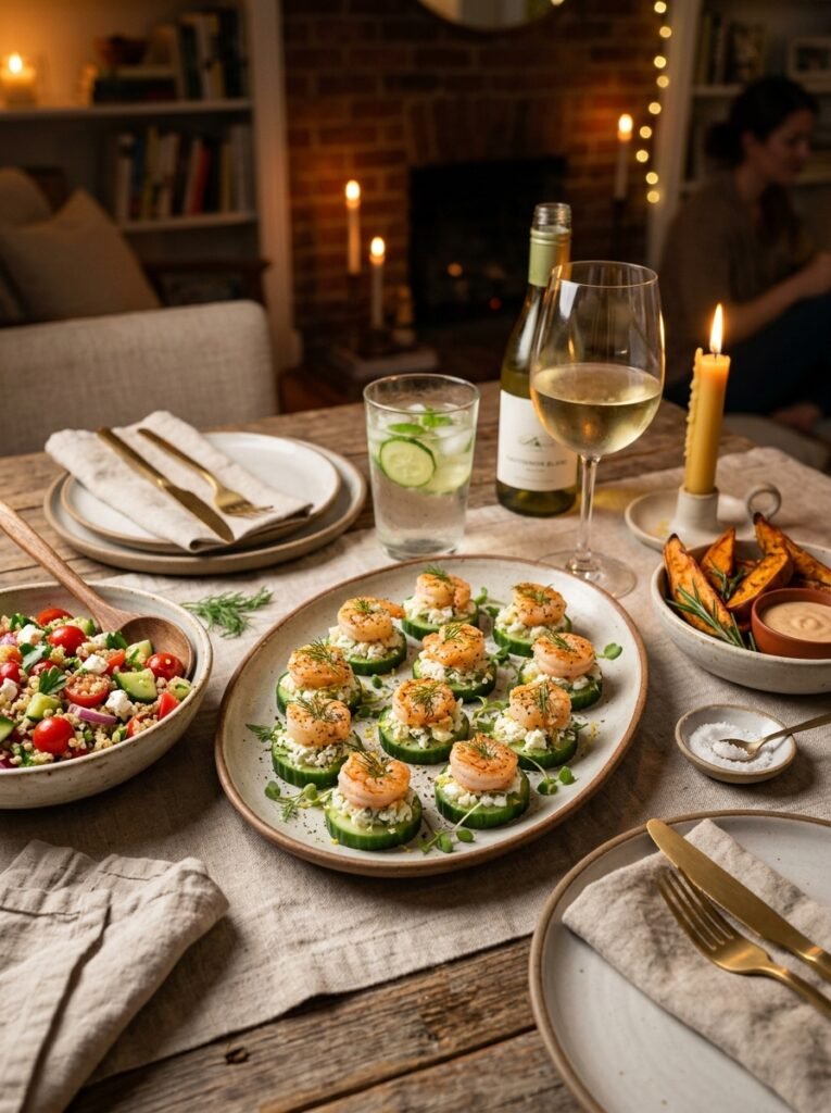 Shrimp cucumber feta bites setup 202606021346