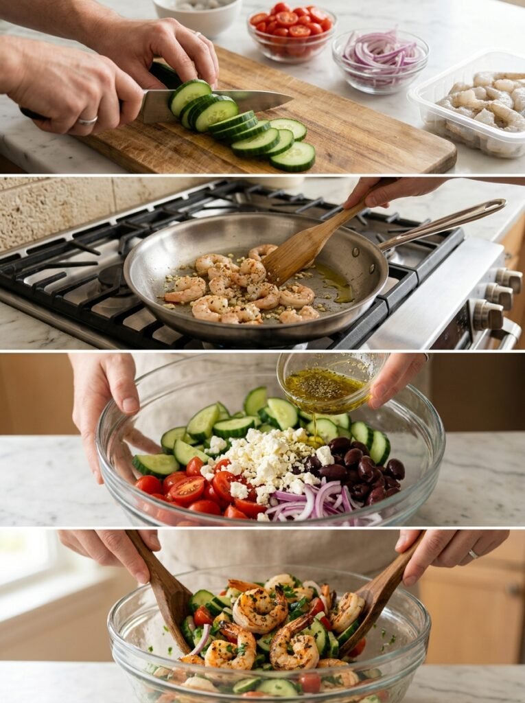 easy high protein shrimp cucumber greek salad 14 Shrimp cucumber greek salad cooking 202605222350