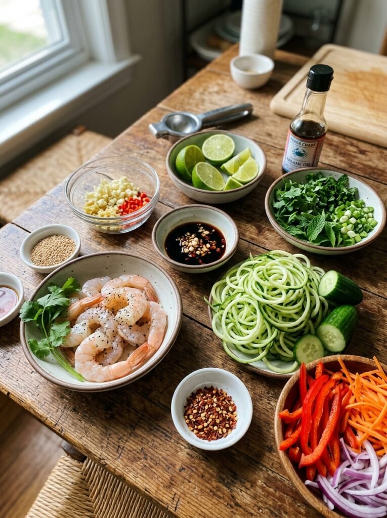 High Protein Low Calorie Shrimp Cucumber Noodle Salad 13 Shrimp cucumber noodle salad ing… 202605061427