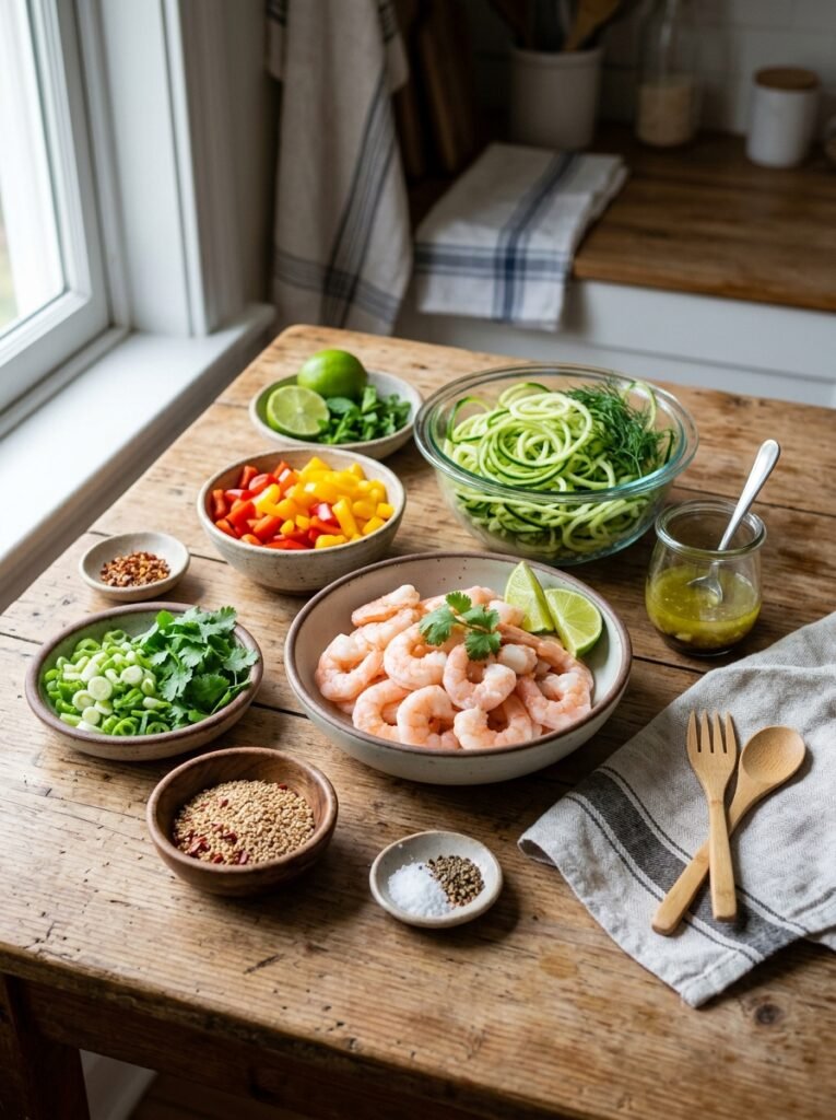 high protein shrimp cucumber noodle dinner salad 13 Shrimp cucumber noodle salad ing… 202606091318