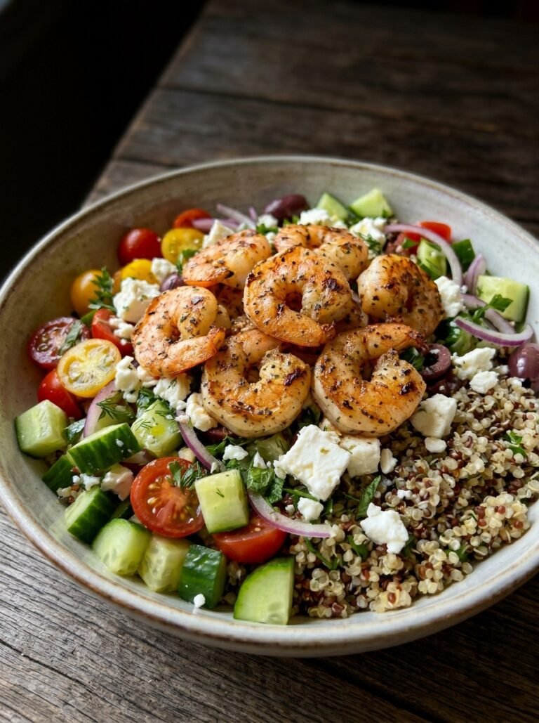High Protein Shrimp Feta Cucumber Dinner Bowl 17 Shrimp feta cucumber dinner bowl 202605181331
