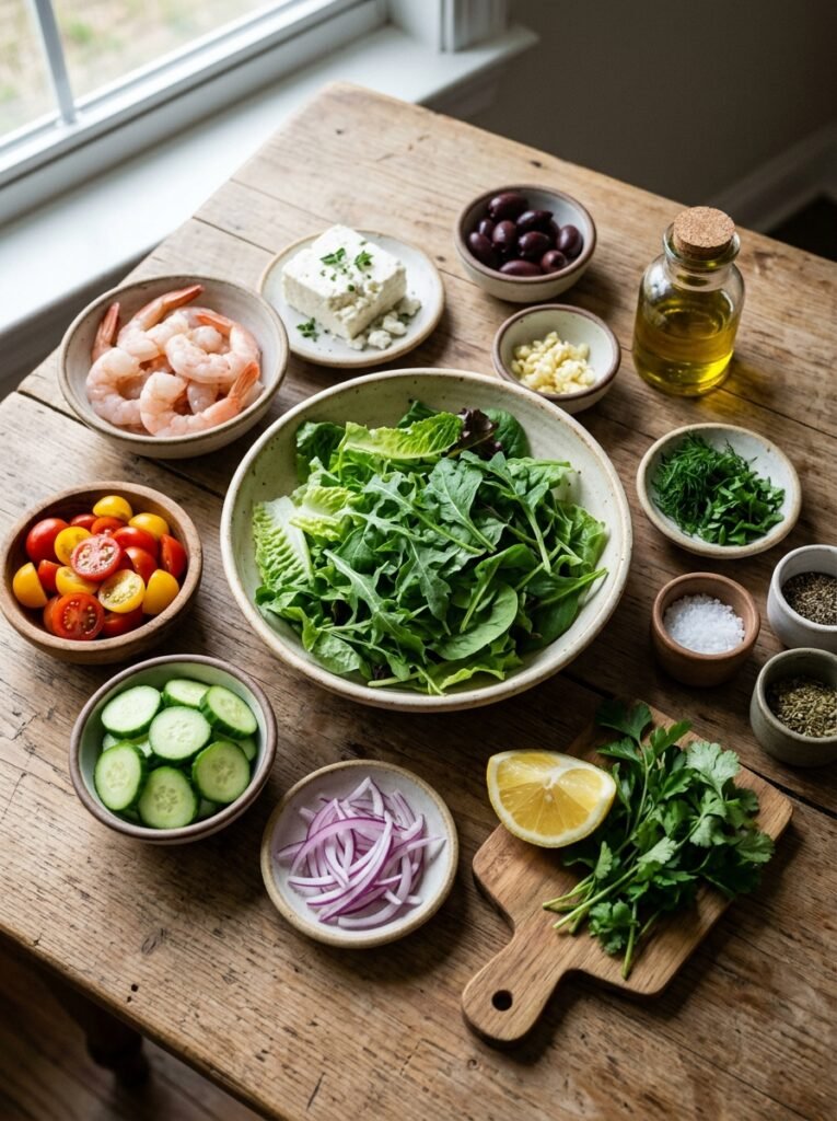 Shrimp feta lettuce lunch bowl 202605171842