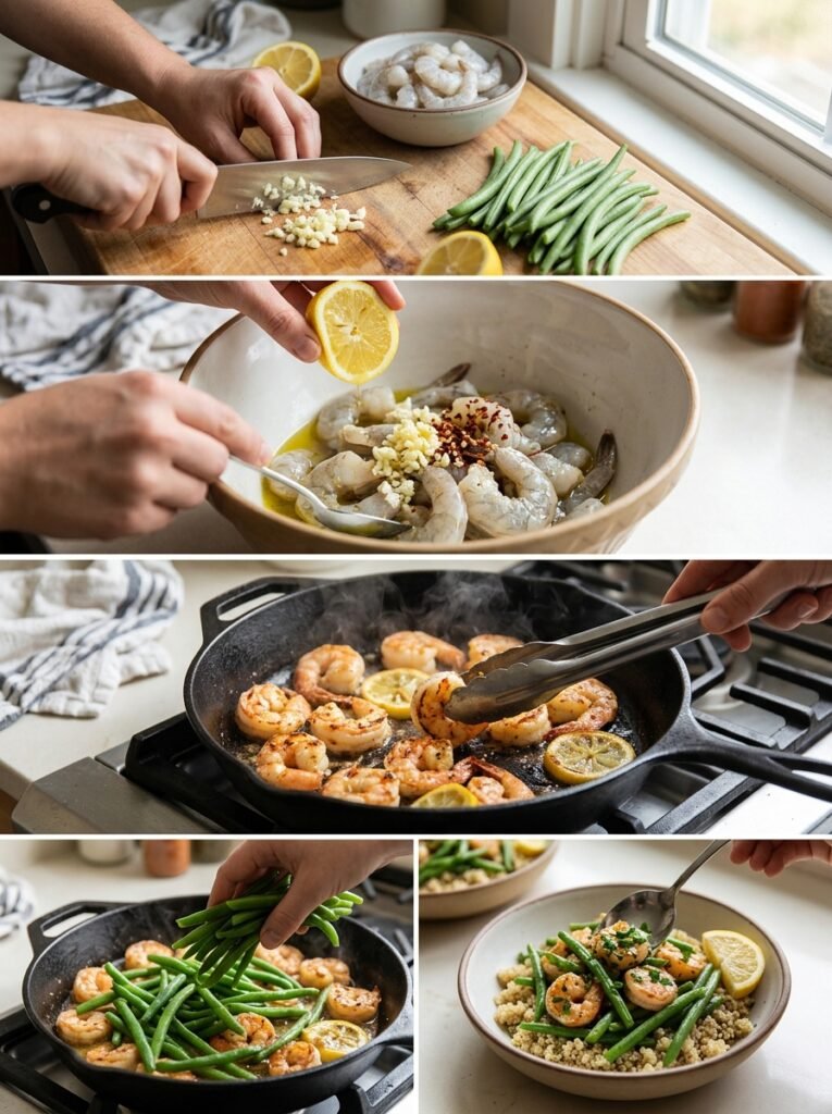 High Protein Lemon Garlic Shrimp Green Bean Bowl 14 Shrimp green bean bowl cooking 202605141502