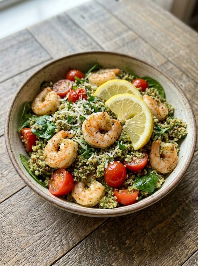 Easy High Protein Shrimp Lemon Pesto Bowls 12 Shrimp lemon pesto bowls 202605092237