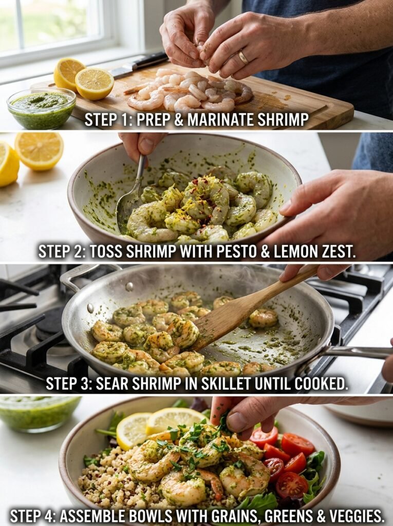Easy High Protein Shrimp Lemon Pesto Bowls 14 Shrimp lemon pesto bowls cooking 202605092237