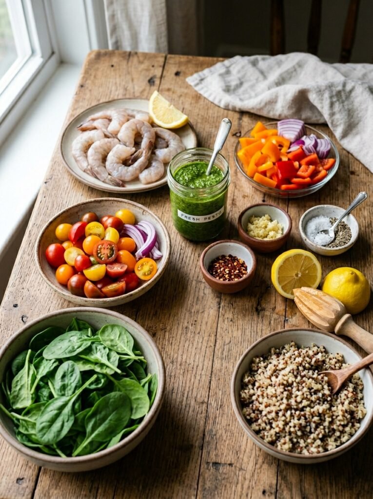 Easy High Protein Shrimp Lemon Pesto Bowls 13 Shrimp lemon pesto bowls ingredi… 202605092237