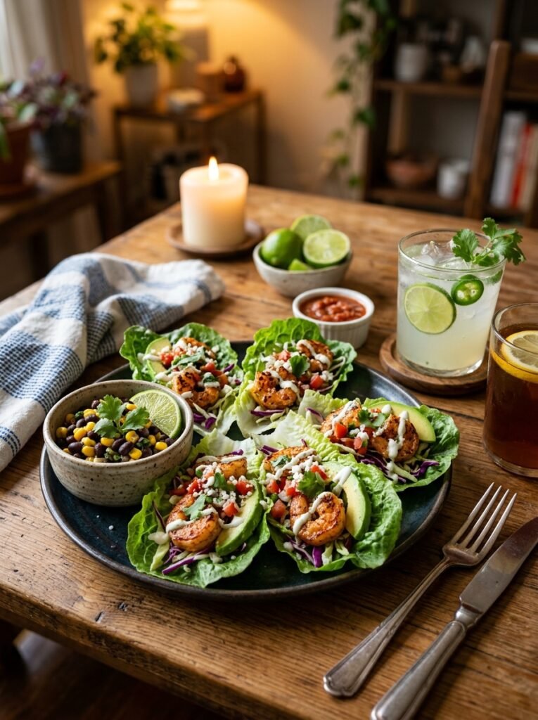 Shrimp lettuce taco cups setup 202605031311