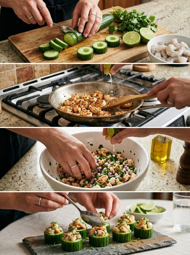 Shrimp lime cucumber cups cooking 202606081438