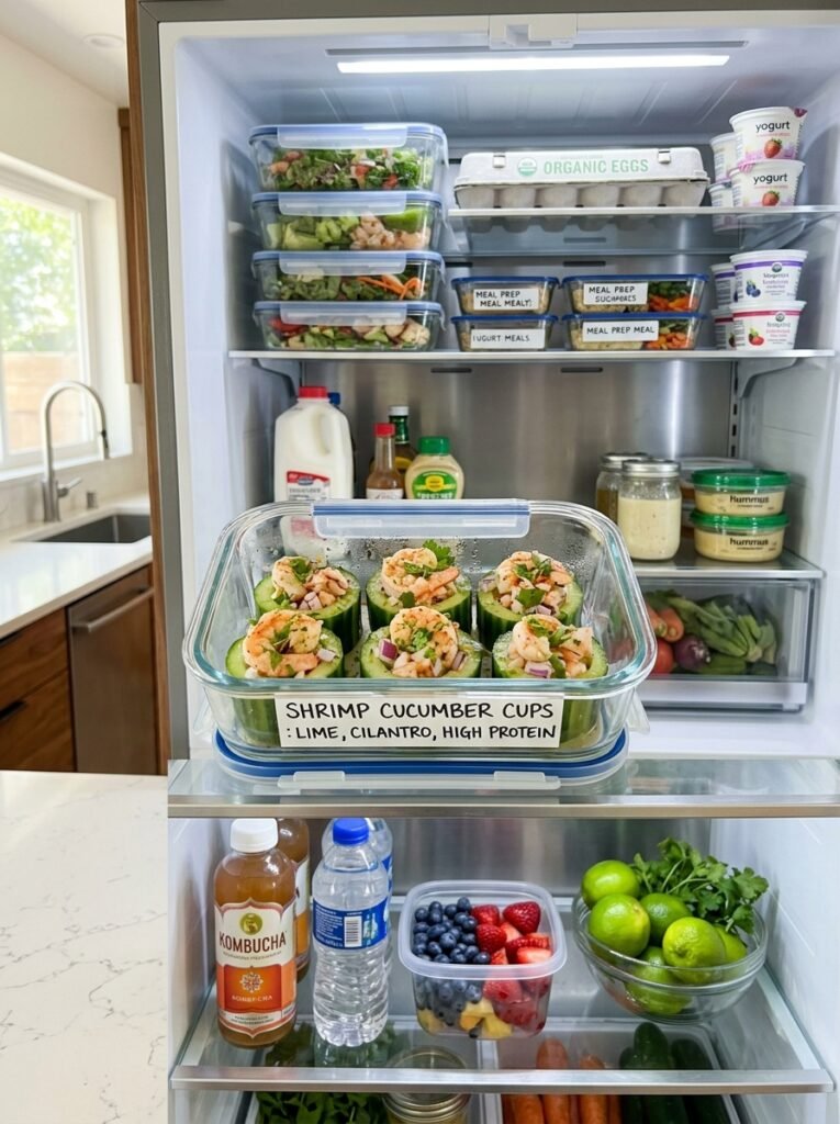 Shrimp lime cucumber cups fridge 202606081438