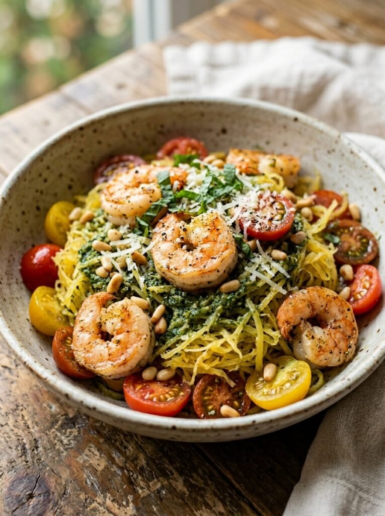 High Protein Shrimp Pesto Spaghetti Squash Bowl: A Healthy, Flavorful Meal 12 Shrimp pesto spaghetti squash bowl 202605112343