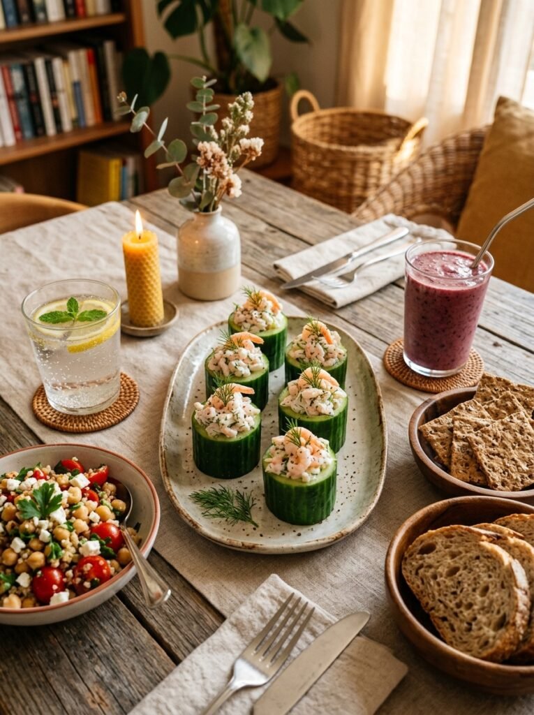 Shrimp snack cups with drinks 202605092220