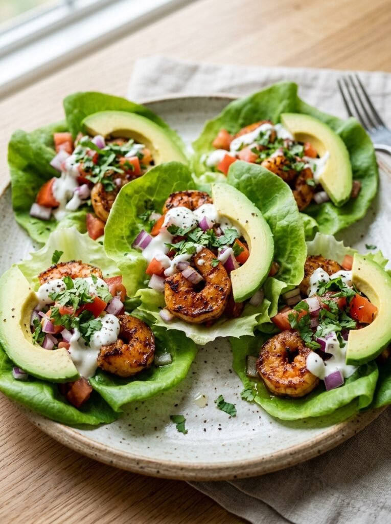 high protein shrimp taco lettuce dinner cups 12 Shrimp taco lettuce cups 202605061422