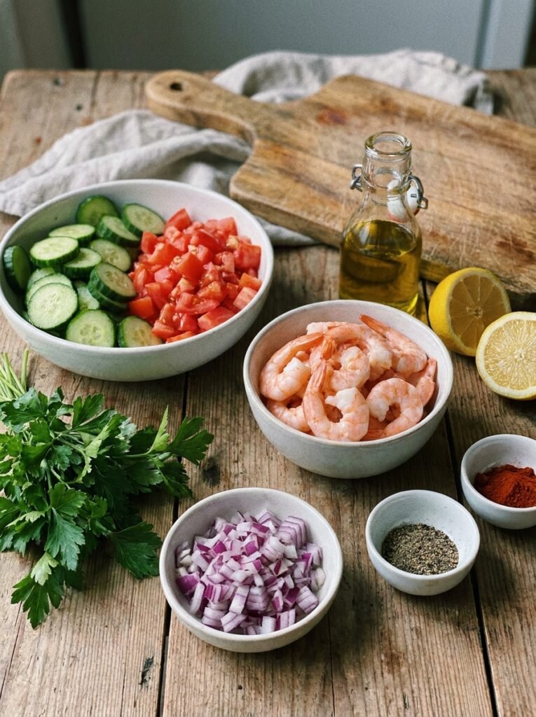 high protein shrimp tomato cucumber lunch salad 13 Shrimp tomato cucumber salad ing… 202605132034