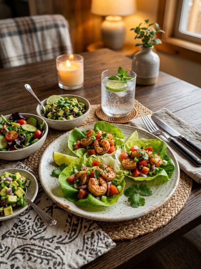 High Protein Low Calorie Shrimp Tomato Lettuce Cups 15 Shrimp tomato lettuce cups setup 202605151914