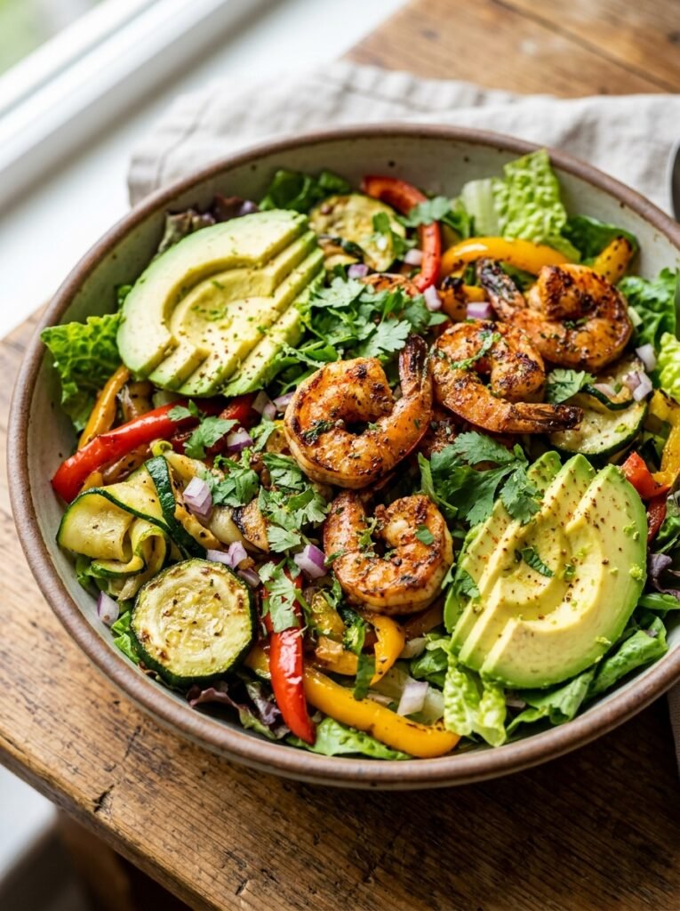 Shrimp zucchini fajita salad 202606091355