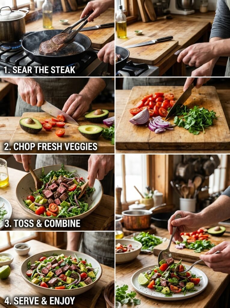 Steak avocado tomato salad cooking 202605071657