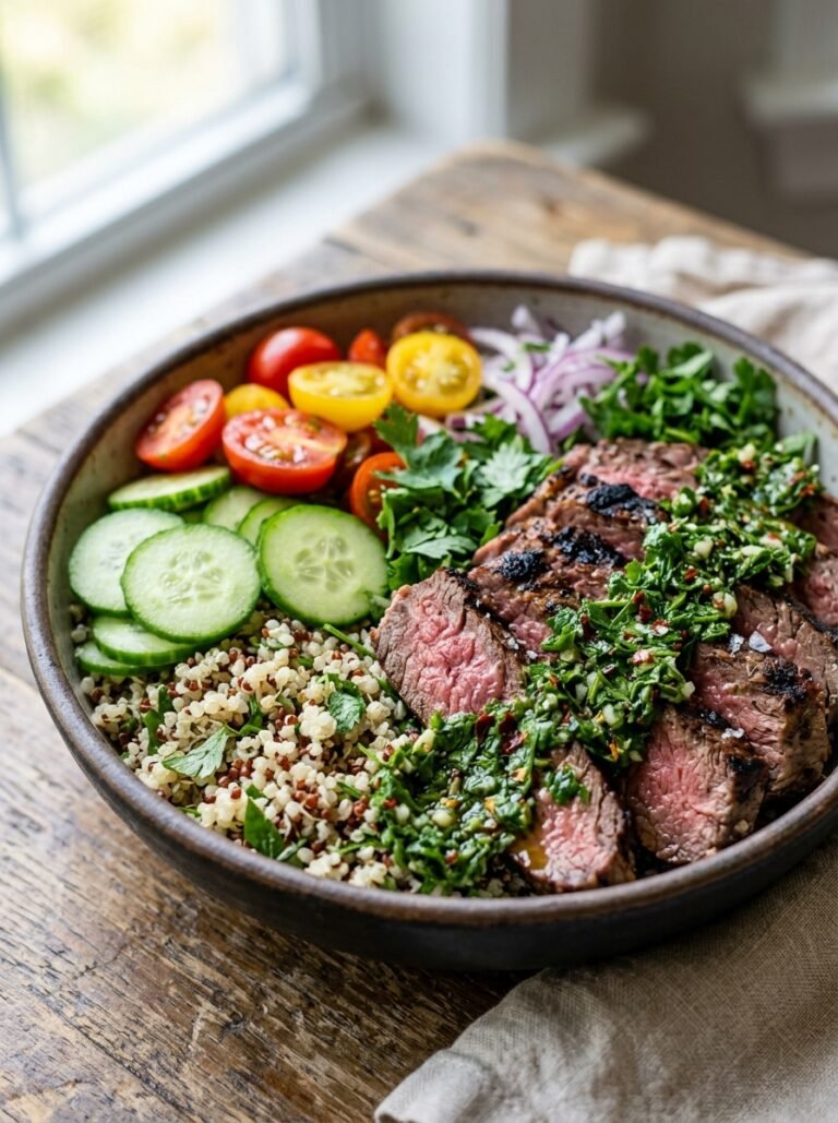 Steak cucumber chimichurri bowl 202605242218
