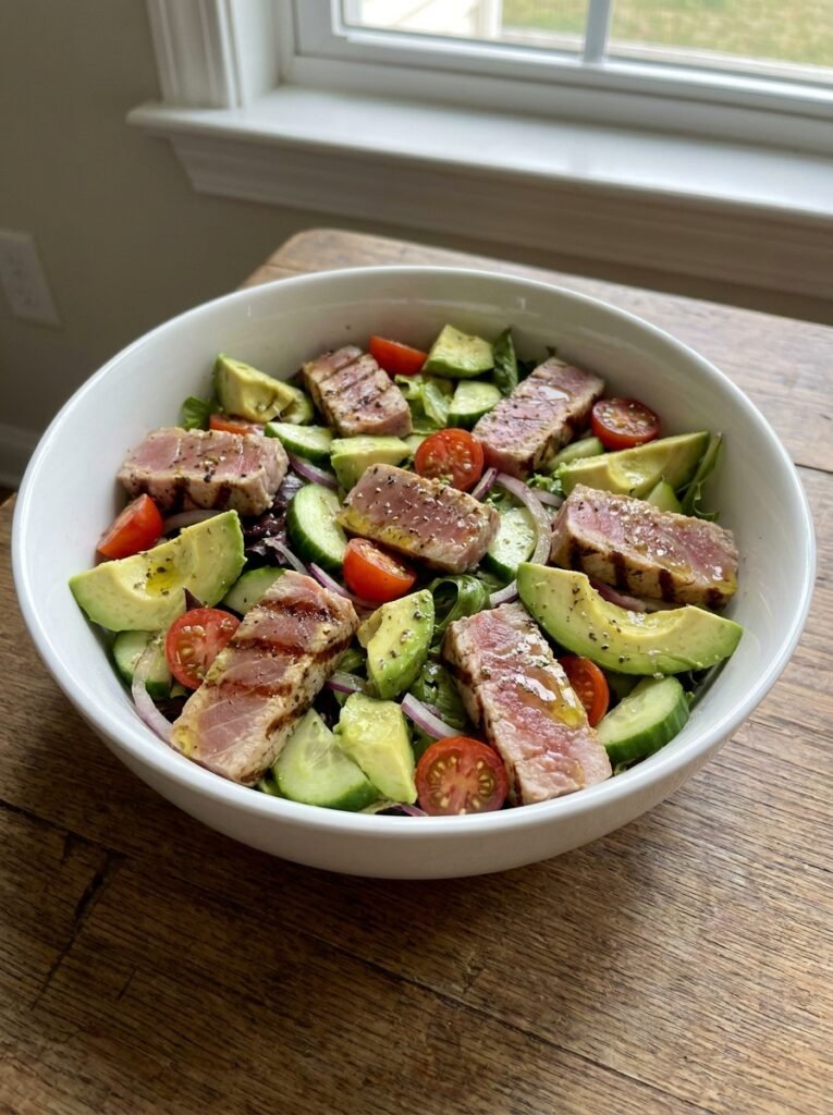 high protein grilled tuna avocado cucumber salad 12 Tuna avocado cucumber salad 202605132110