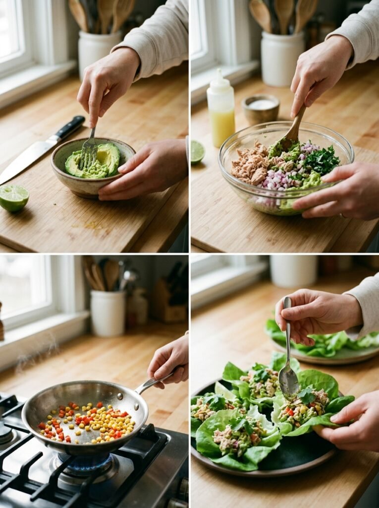 High Protein Low Calorie Tuna Avocado Lettuce Cups: A Fresh & Healthy Recipe 14 Tuna avocado lettuce cups cooking 202605081710