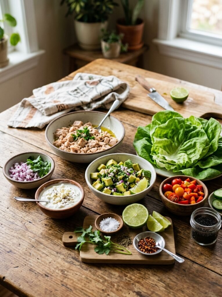 High Protein Low Calorie Tuna Avocado Lettuce Cups: A Fresh & Healthy Recipe 13 Tuna avocado lettuce cups ingred… 202605081710